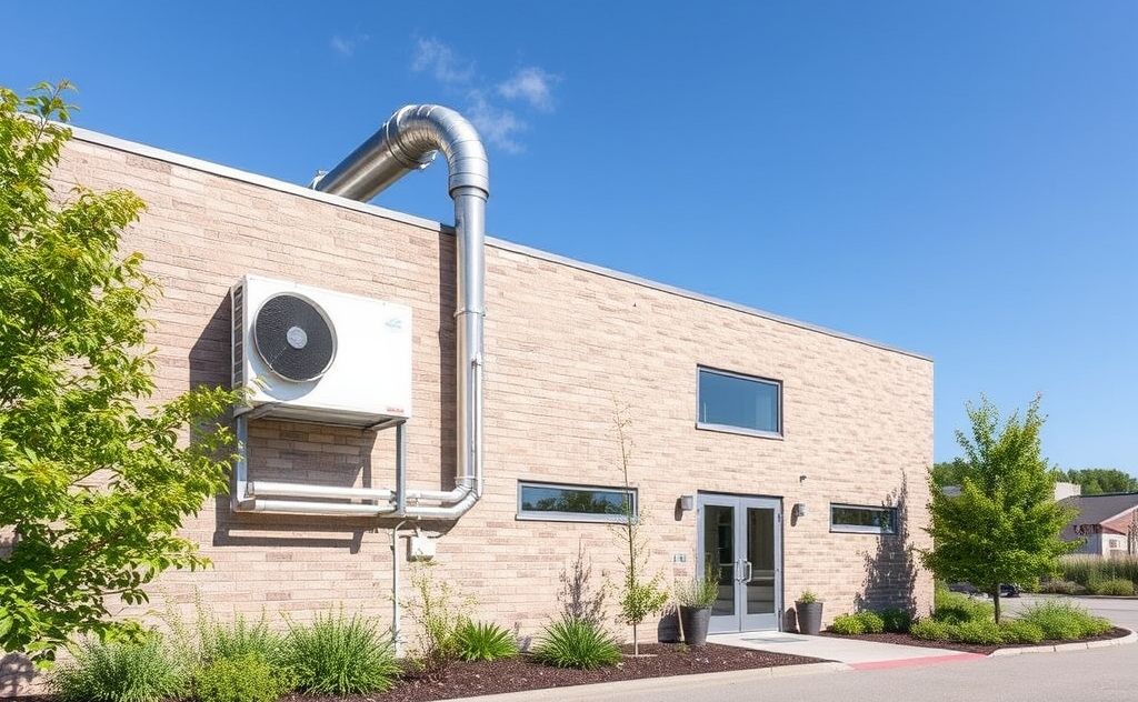 Sustainable building with efficient HVAC ventilation system