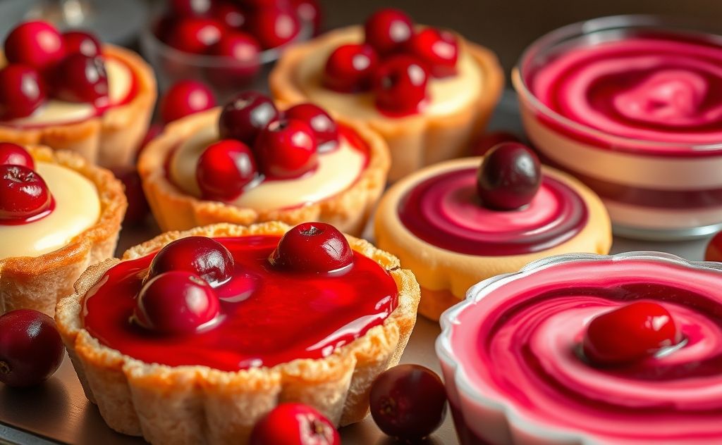 Sweet dishes with cranberry juice mix