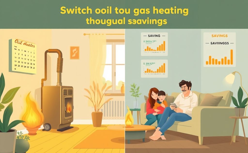 Switch oil to gas heating for annual savings