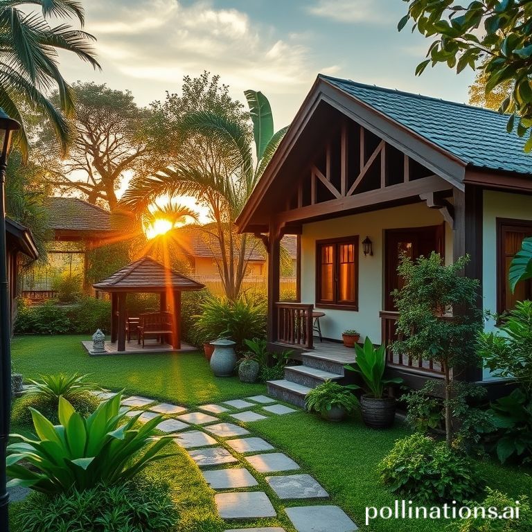 Taman rumah tropis di Bogor tampak rapi hijau segar