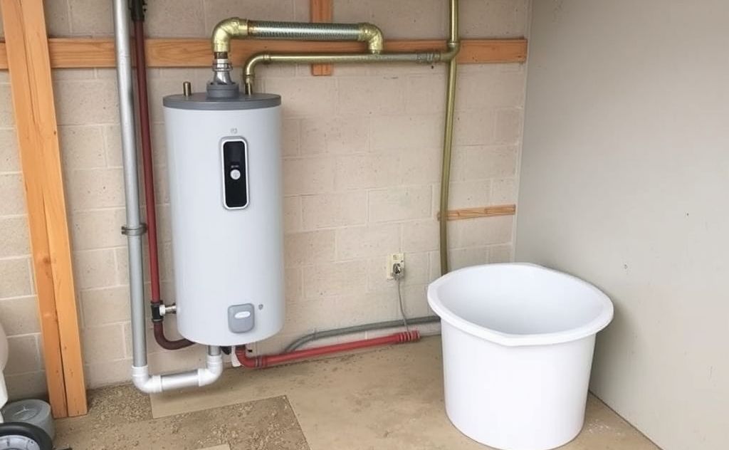 Tankless water heater with drain pan setup guide