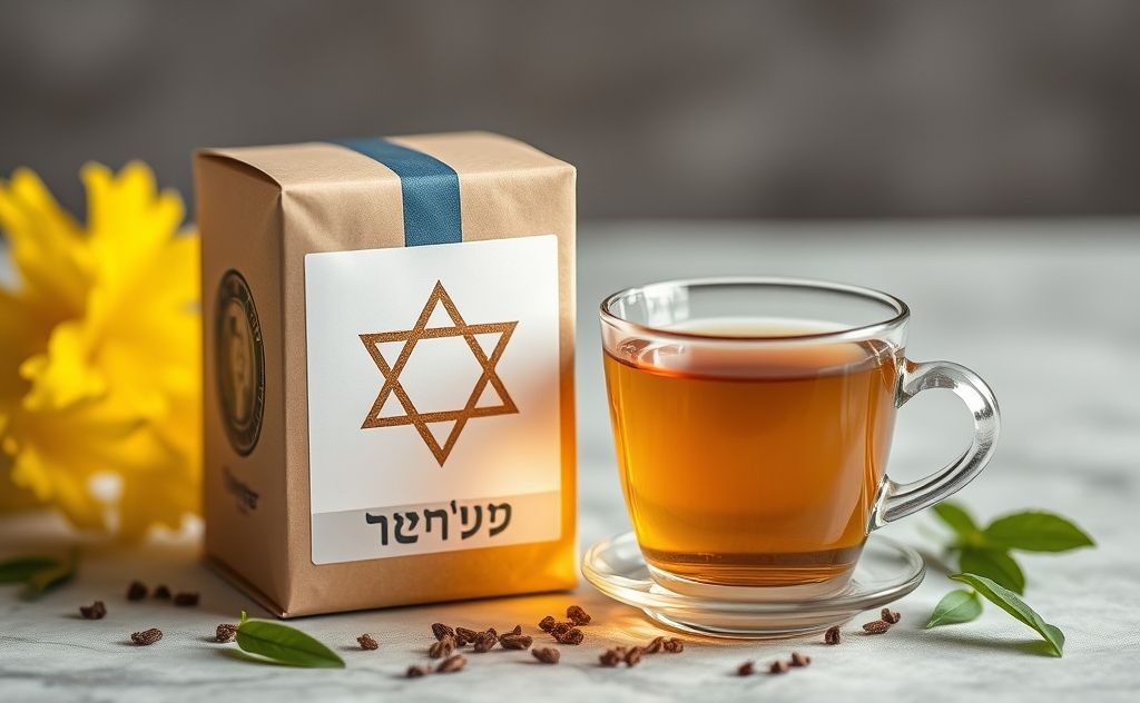 Tea with a hechsher symbol on the packaging