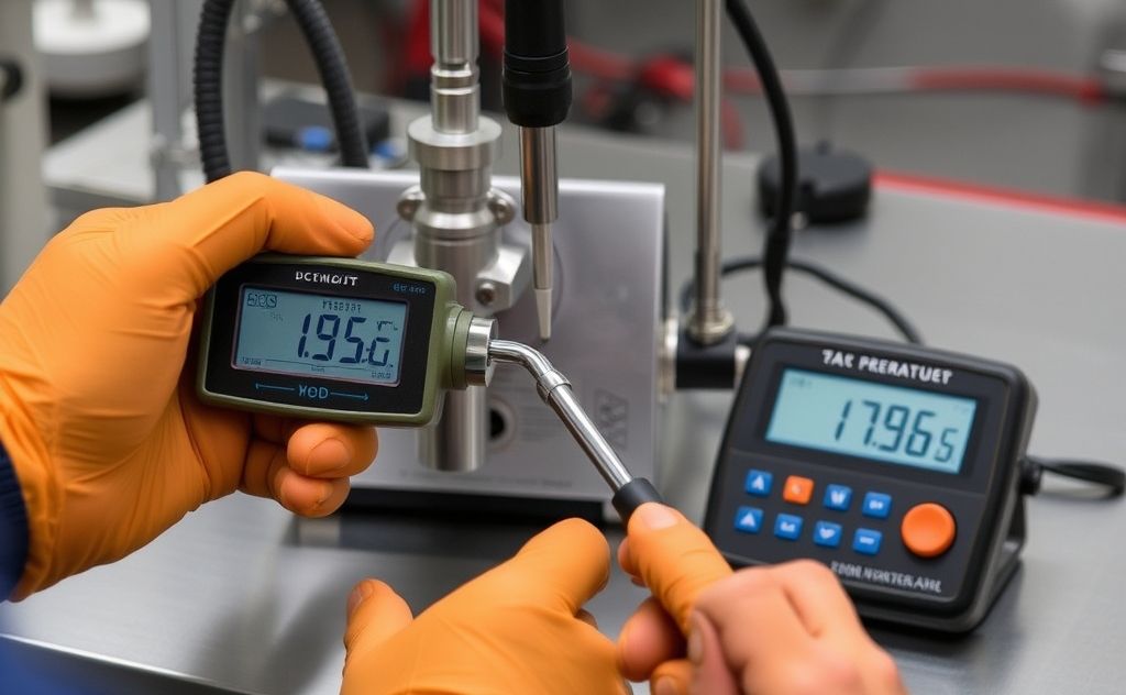 Temperature calibration process in action with tools