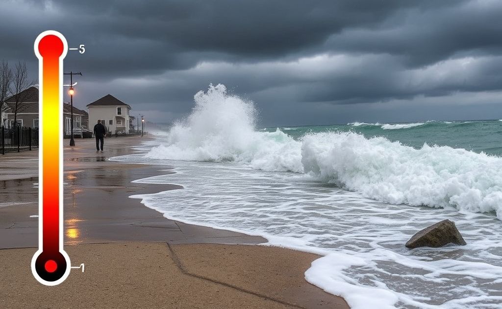 Temperature effects on storm surges and damage