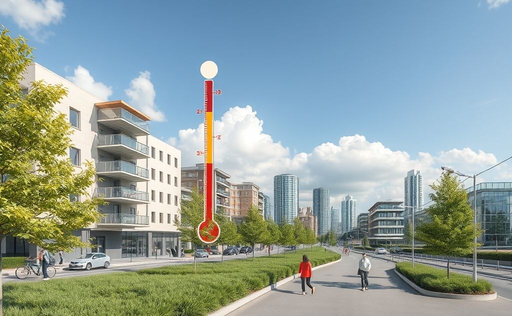 Temperature management in urban design for sustainability