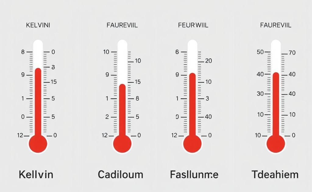 Temperature scales Kelvin Celsius Fahrenheit comparison