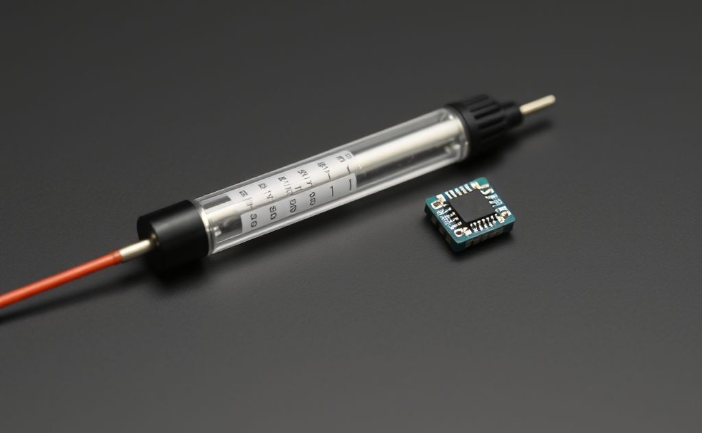 Temperature sensor with wires and electronic components
