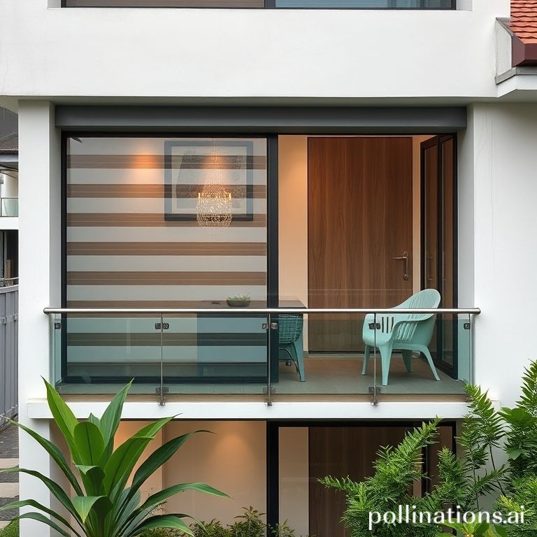 Teralis balkon stainless modern dengan garis horizontal