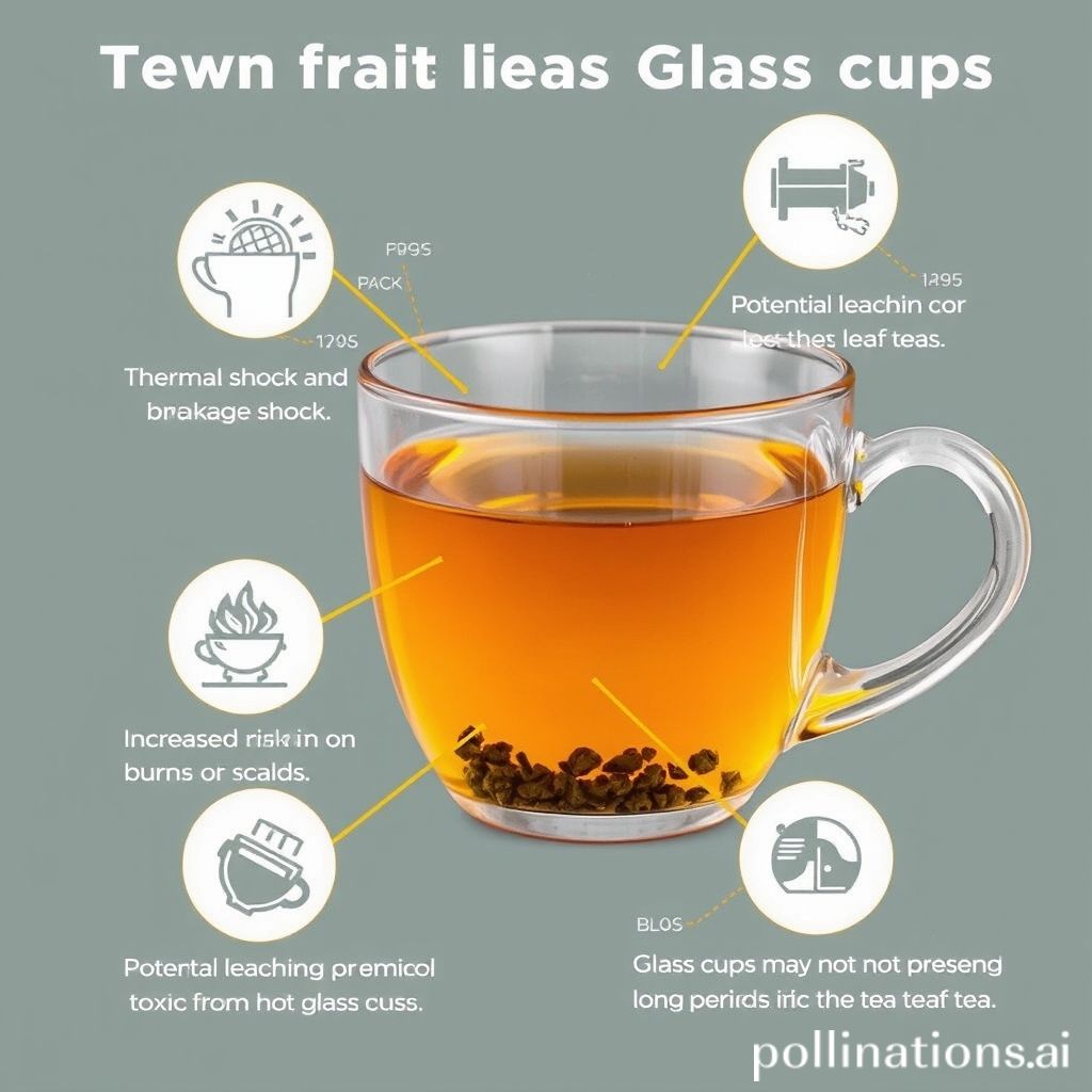 Glass cups: Risks include breakage, burns, chemical leaching, flavor loss, unsuitability for certain teas.