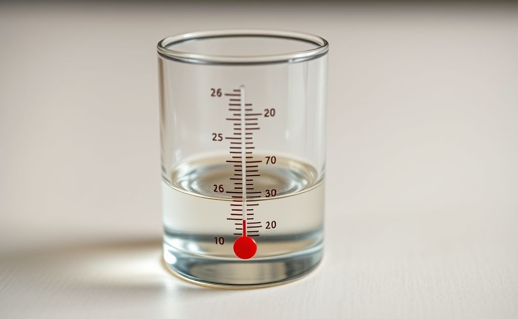 Thermometer with liquid in glass showing temperature scale