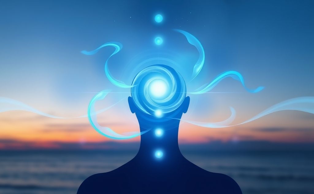 Throat chakra energy and balance concept