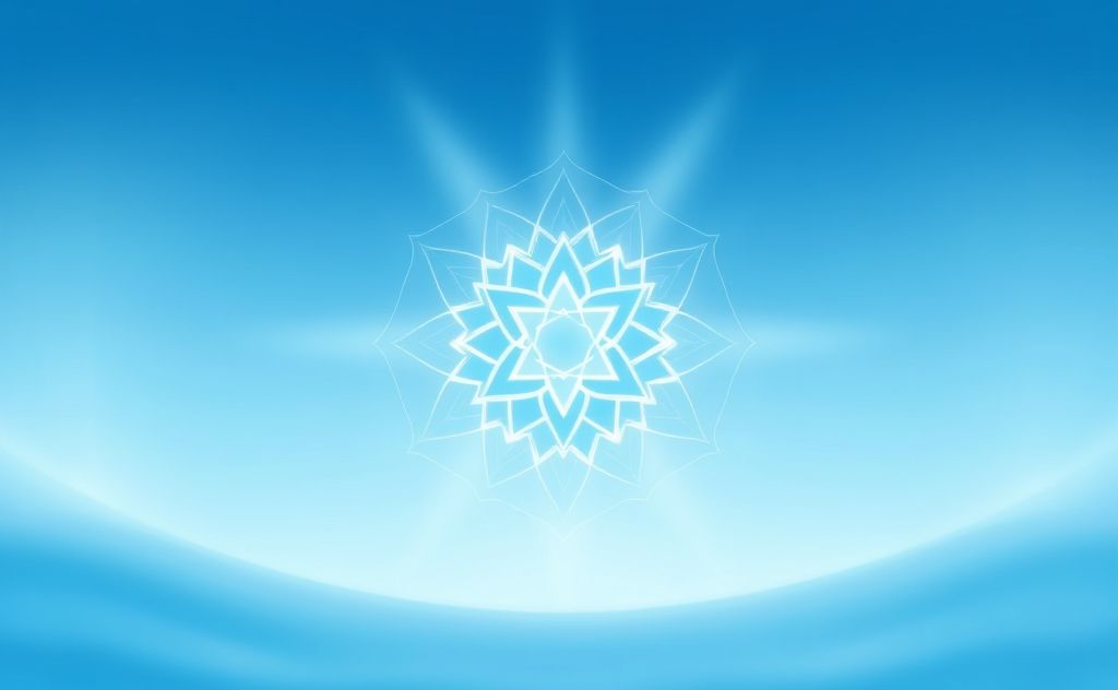 Throat chakra symbol with calming blue hues