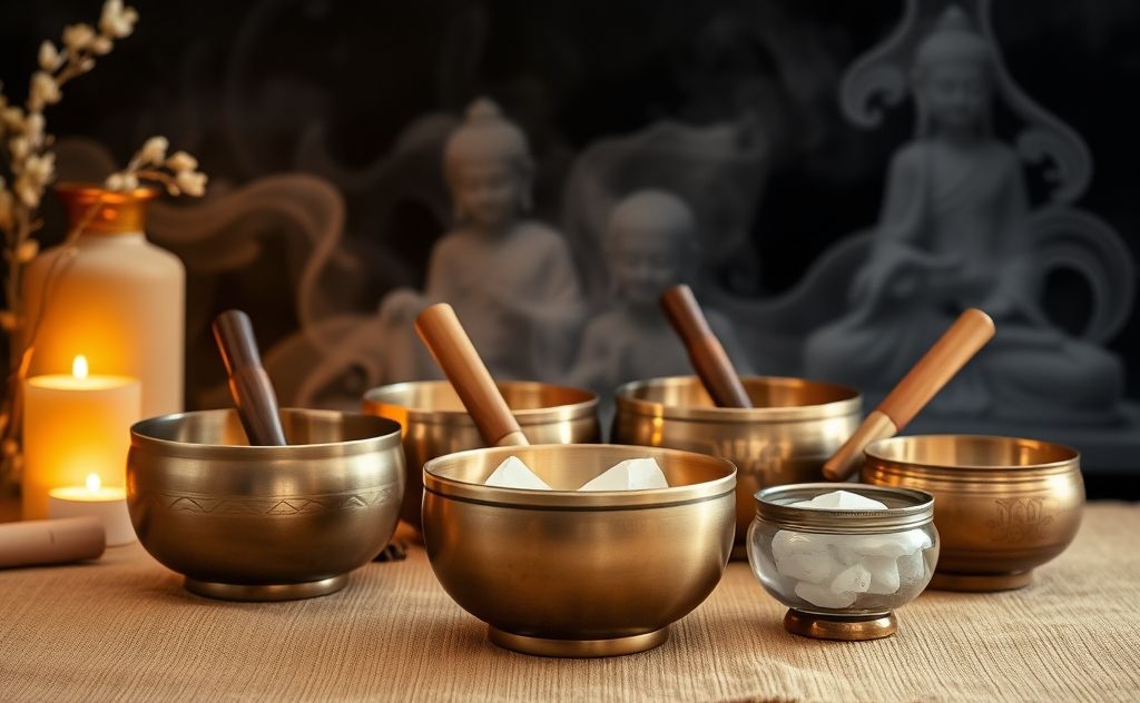 Tibetan and crystal singing bowls healing sounds