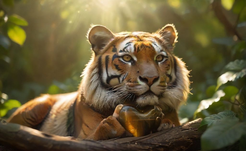 Tiger's Eye on heart chakra for healing energy
