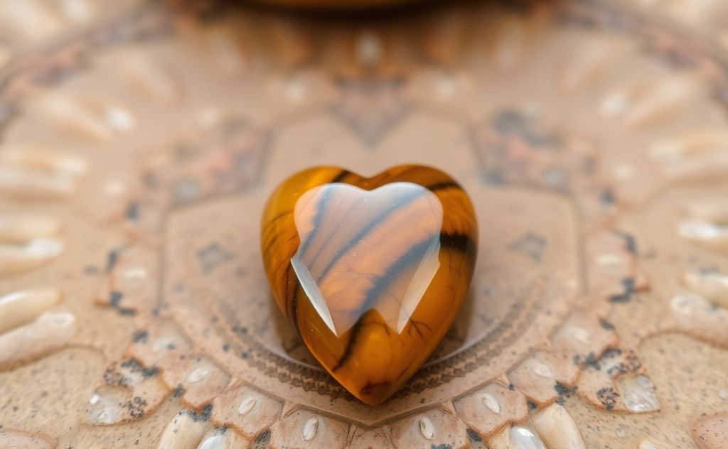 Tigers eye placed on heart chakra for healing energy