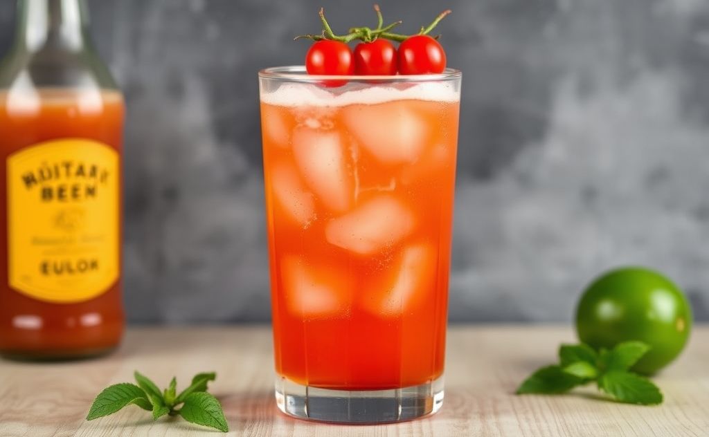 Tomato juice and beer mix in a refreshing drink