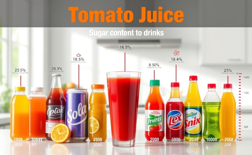 Tomato juice sugar content compared to drinks