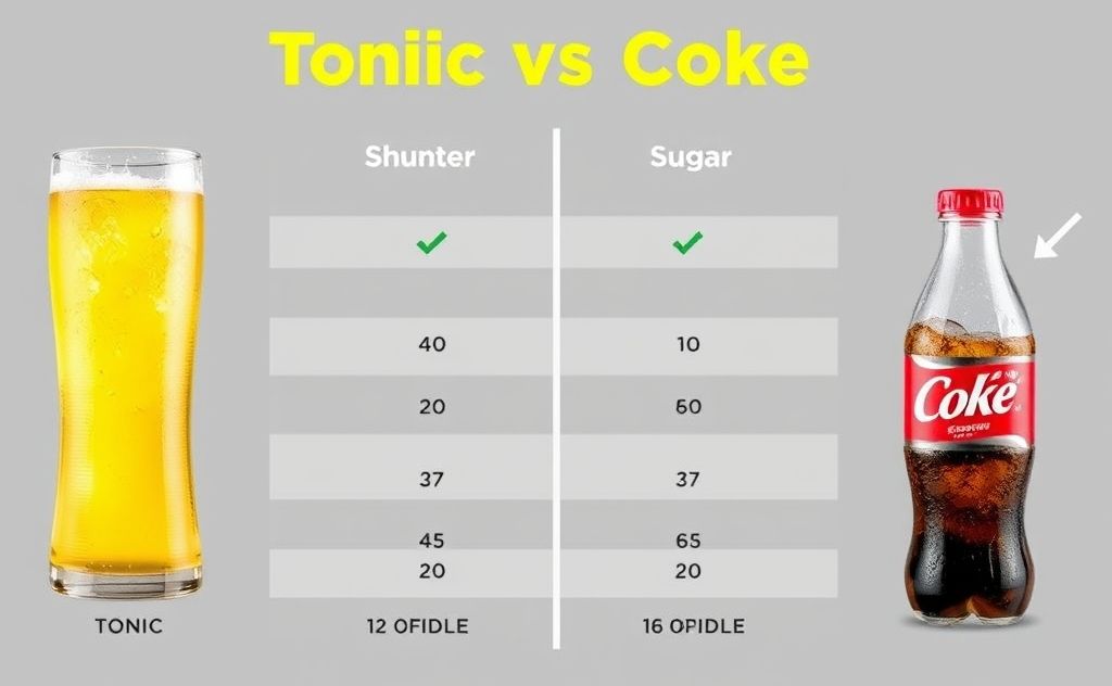 Tonic water and Coke sugar comparison chart