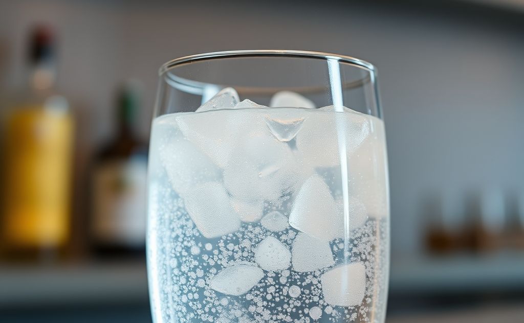 Tonic water with high fructose corn syrup in focus