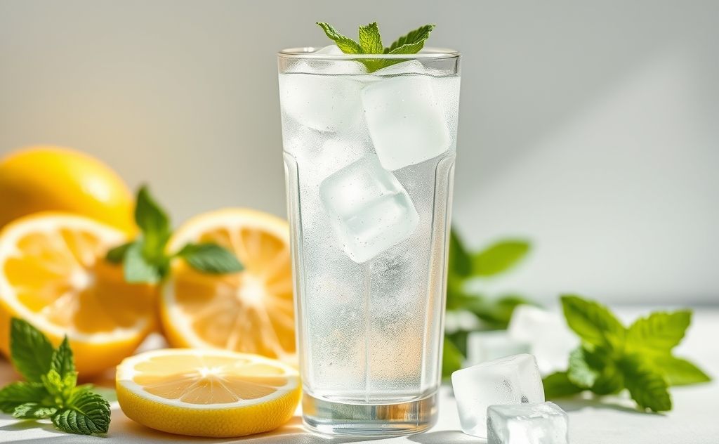 Tonic water with salt in a refreshing glass