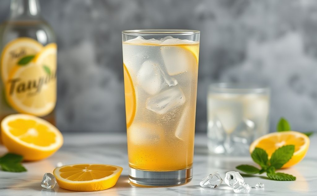 Tonic water without caffeine in refreshing drink