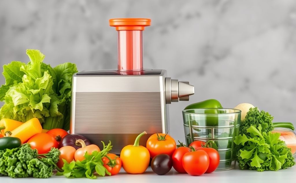 Top vegetable juicer with fresh produce