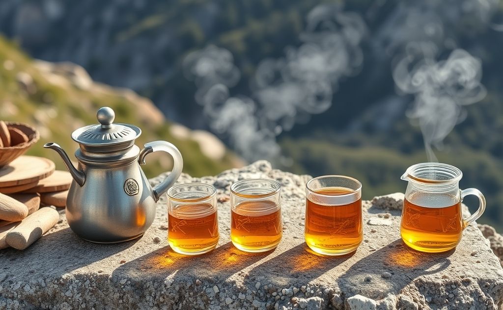 Traditional Greek mountain tea brewing steps