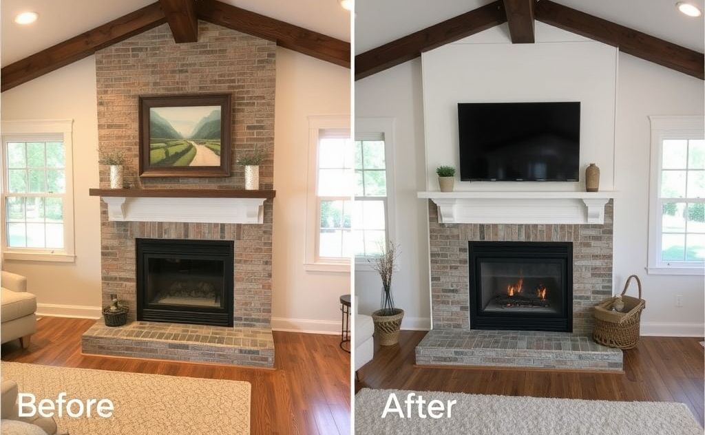 Traditional fireplace to gas fireplace transformation