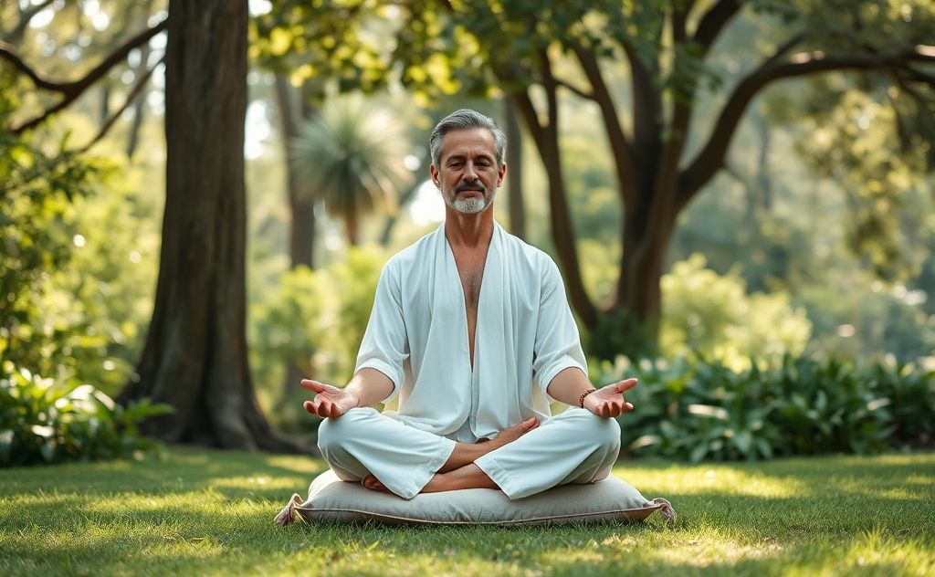 Transcendental meditation teacher in serene setting