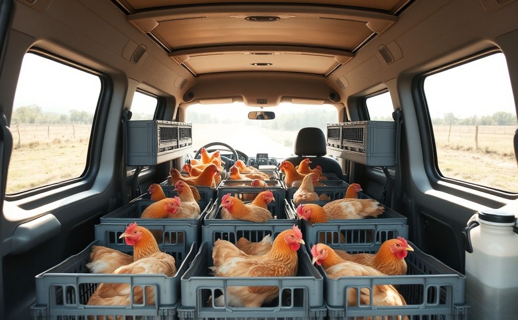 Transport chickens safely in a vehicle