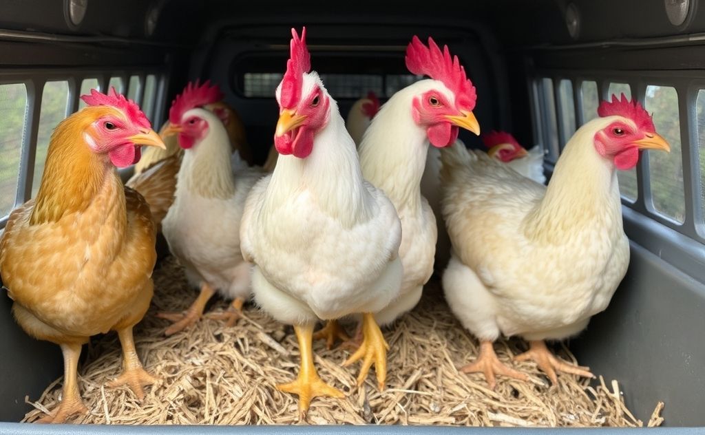 Transporting chickens safely and comfortably