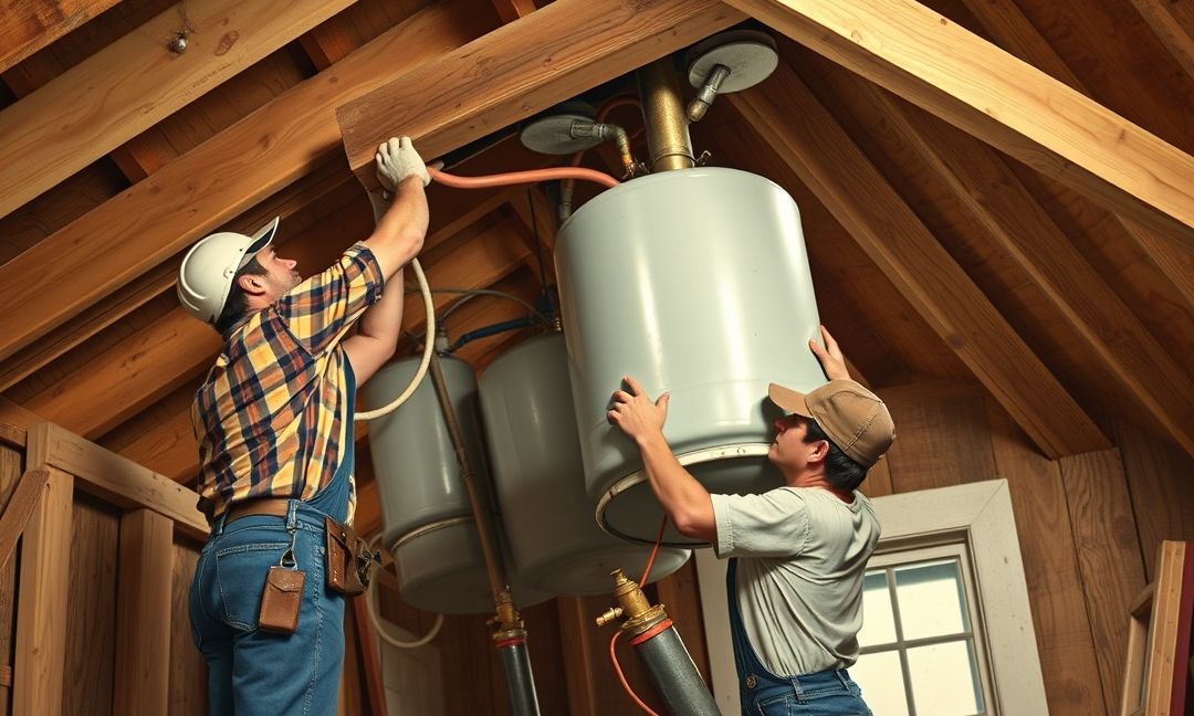 how to get a hot water heater into the attic
