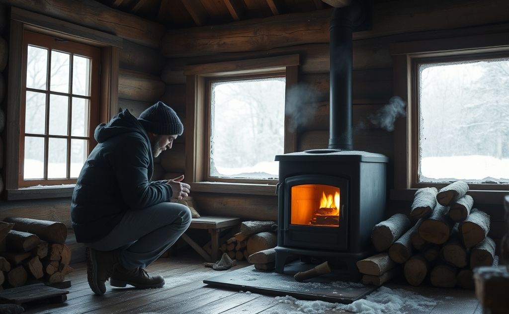 Troubleshooting a cold wood stove in winter