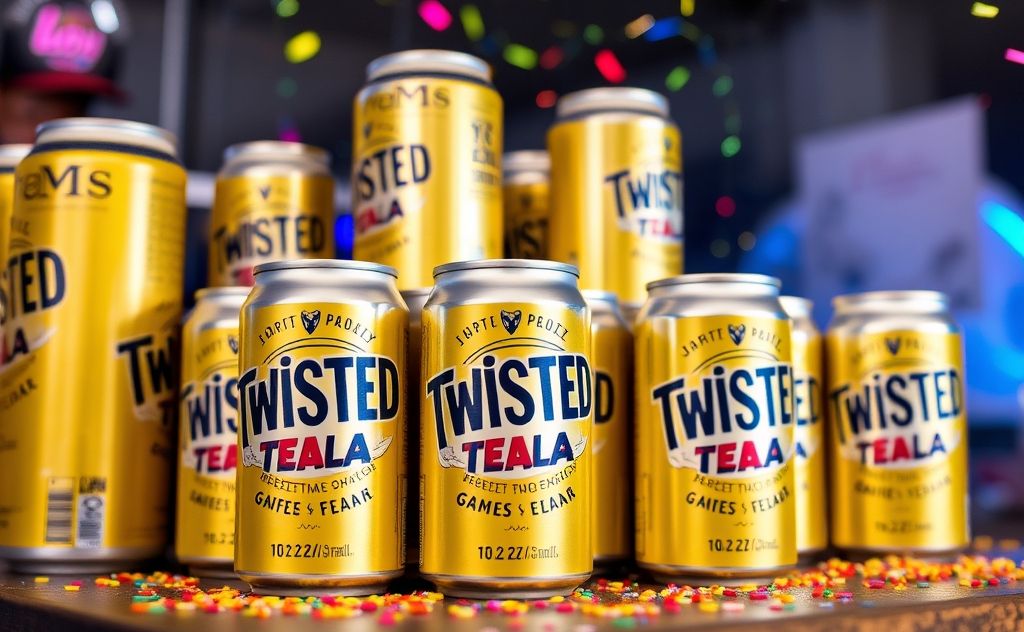 Twisted Tea cans stacked with a party vibe
