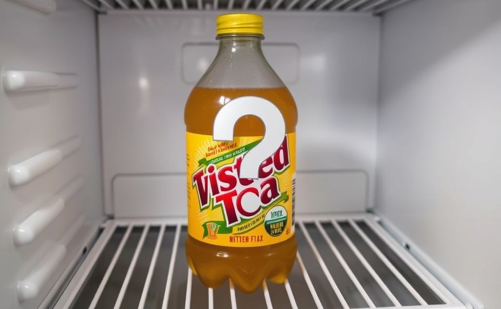 Twisted Tea in a fridge with a question mark.