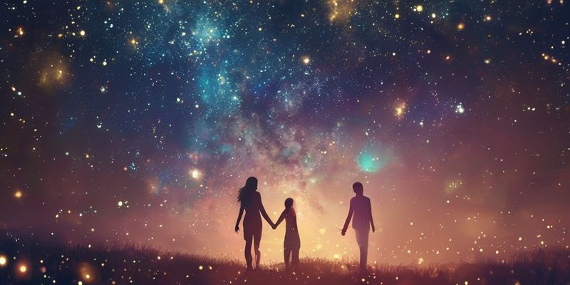 Yıldızlı Gökyüzü Altında El Ele Tutuşan Aşıklar