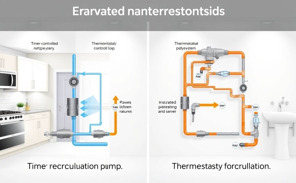 Two types of recirculation systems for hot water