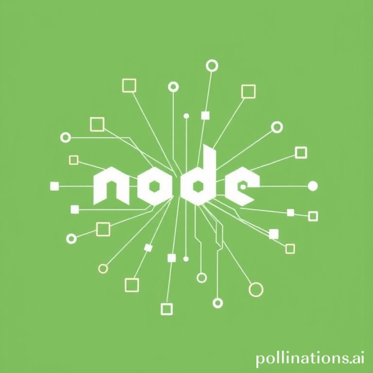 Representação visual de módulos de código e pacotes NPM conectados no ecossistema Node.js.