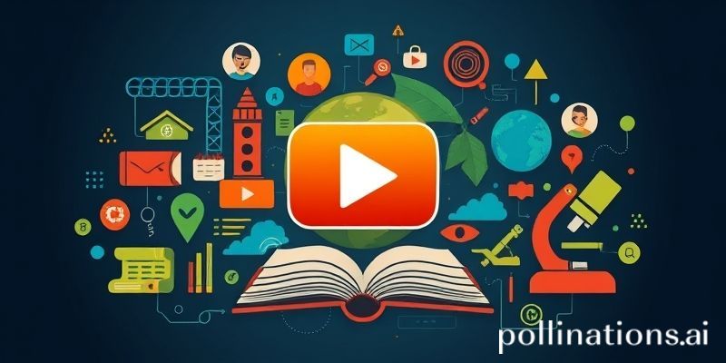 Un montaje de iconos representando diferentes áreas de estudio (un libro, un microscopio, un globo terráqueo) conectados a un icono de video.