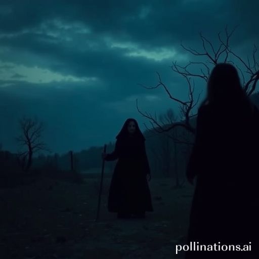 Una escena de la película 'The Witch' (2015) con una estética oscura, un paisaje desolado y una iluminación que recuerda al claroscuro de Goya