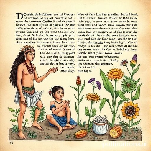 Una página ilustrada de un códice de estilo azteca, como el Códice De la Cruz-Badiano, mostrando a indígenas usando diversas plantas medicinales