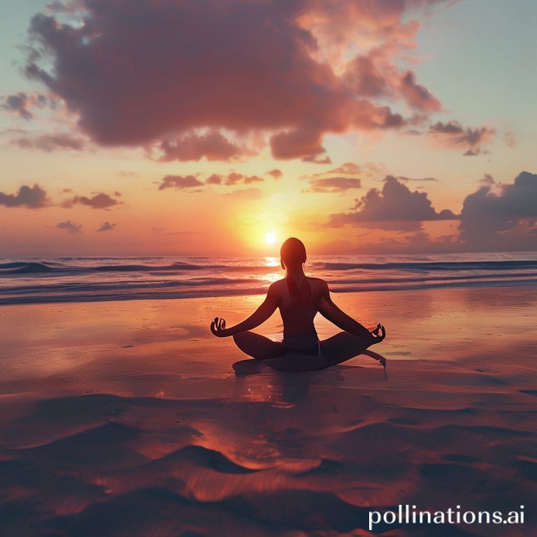 Imagen de una persona practicando yoga en una playa al atardecer