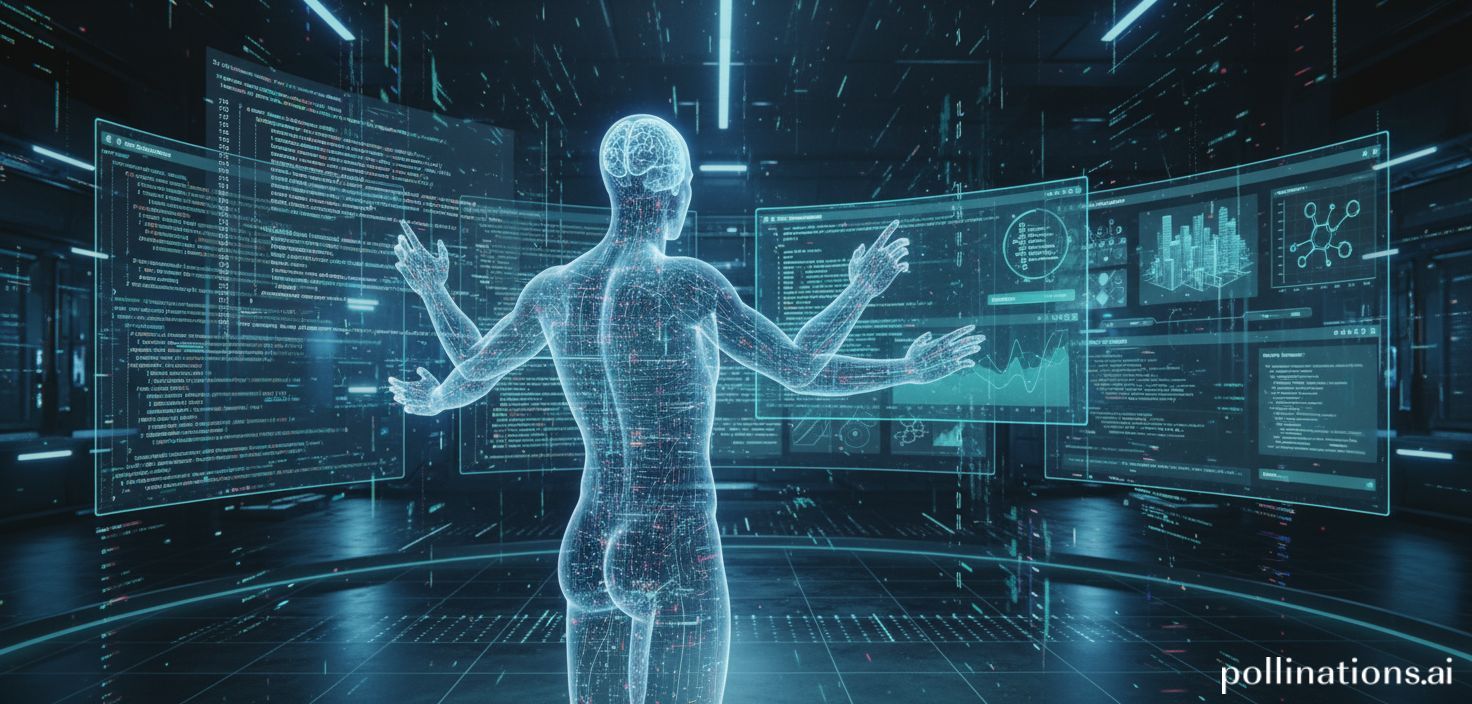 Una visualización de un modelo de IA interactuando con diversas herramientas de software o una interfaz de codificación asistida por IA, mostrando líneas de código fluidas y resultados en tiempo real.