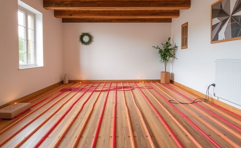 Underfloor heating system in a cozy home setting