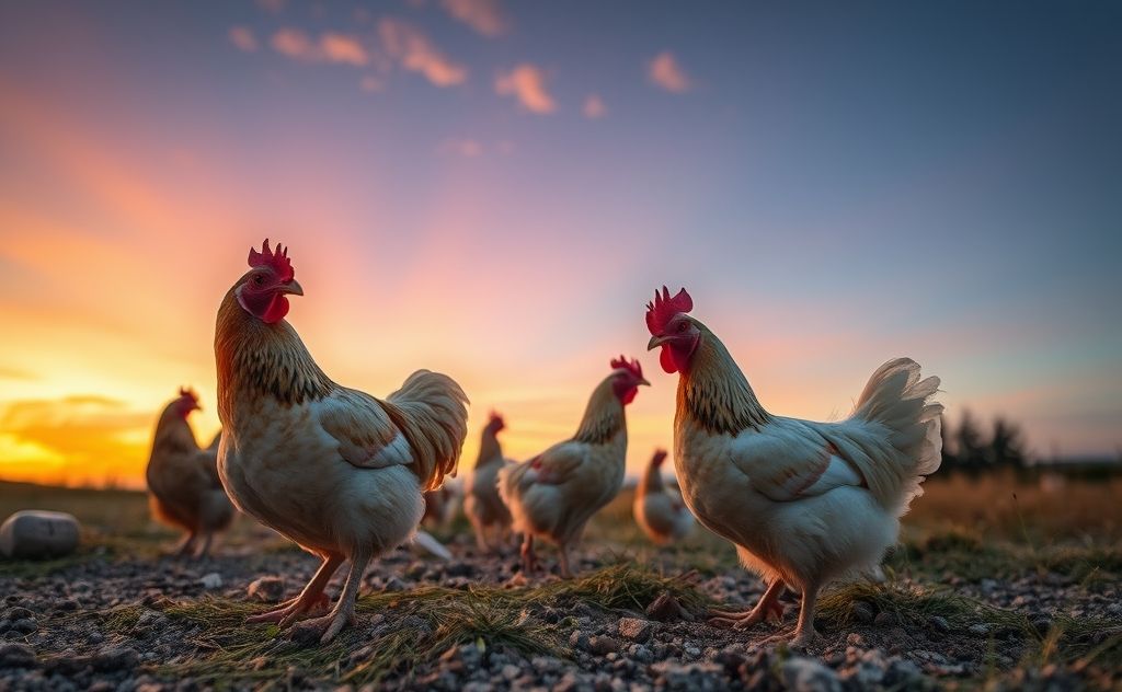 Unique chicken sleep habits at dusk and dawn
