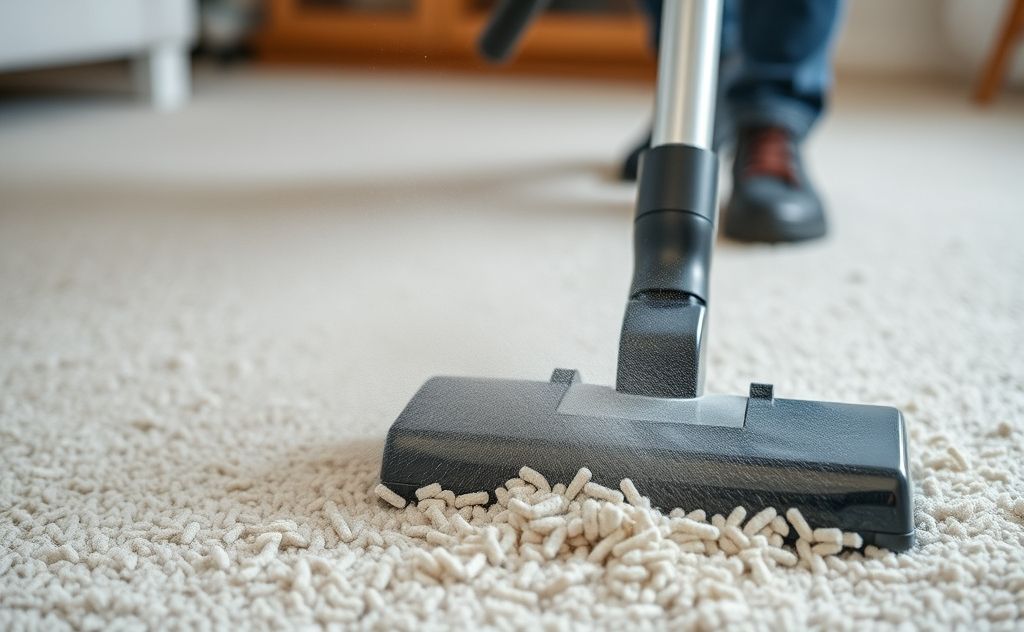 Vacuum cleaner eliminating dust mites in action
