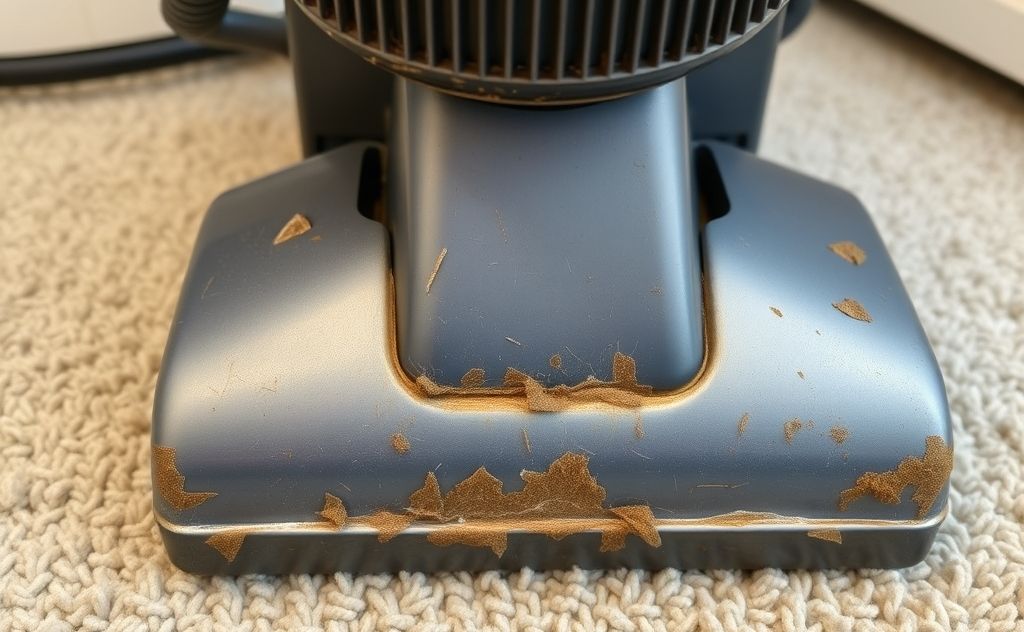 Vacuum cleaner showing signs of wear and tear.