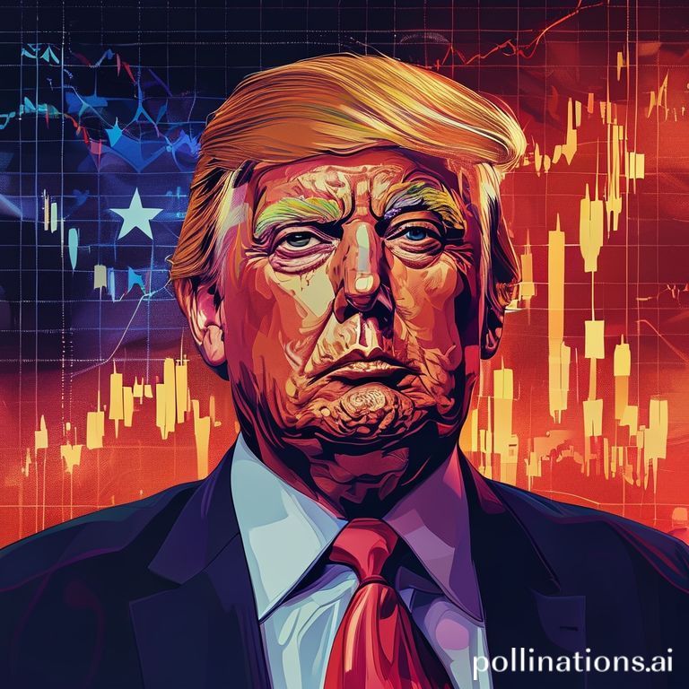 Grafik pasar kripto yang bergejolak dengan ikon Donald Trump dan bendera UEA, melambangkan investasi besar $500 juta dari UEA ke World Liberty Financial.