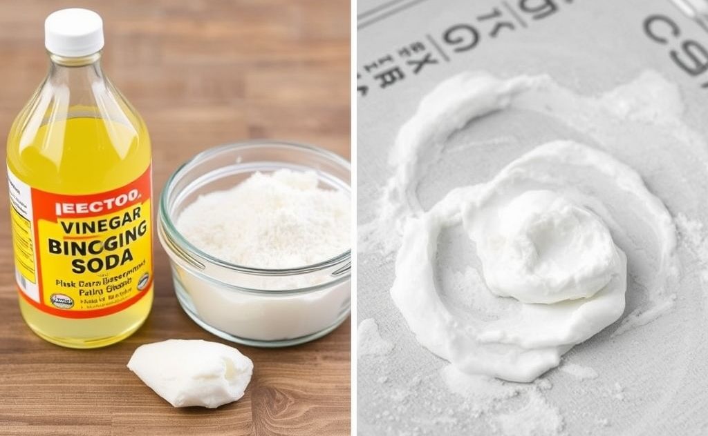 Vinegar baking soda paste removes stains