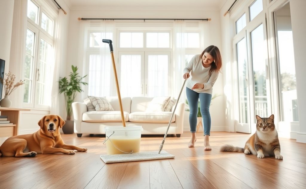 Vinegar mopping for fresh pet-friendly spaces
